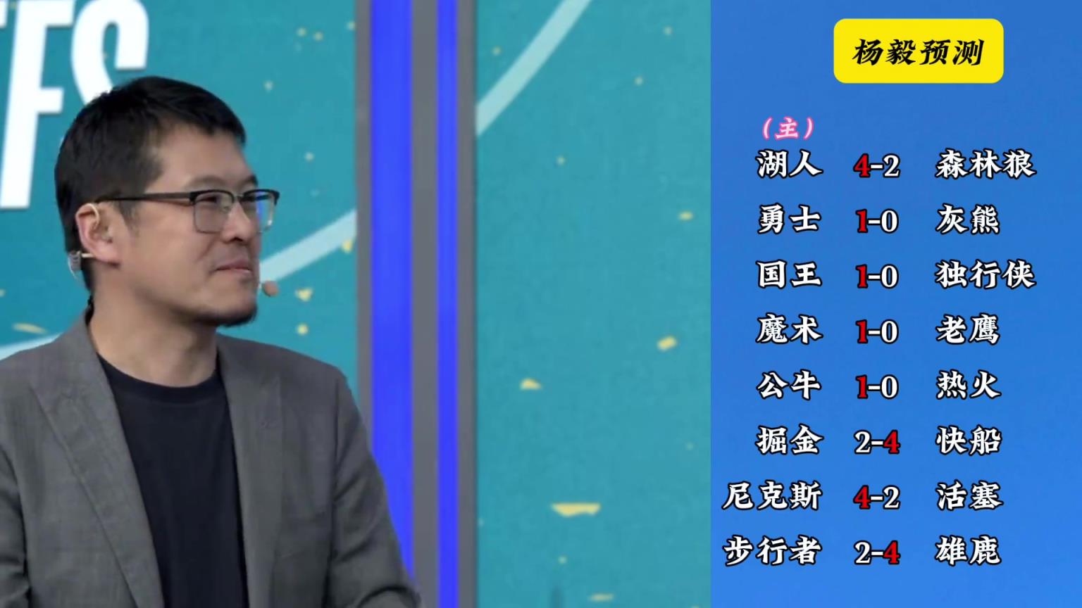 明燈來(lái)了！看看楊毅的季后賽預(yù)測(cè)：湖人4-2狼 快船4-2掘金